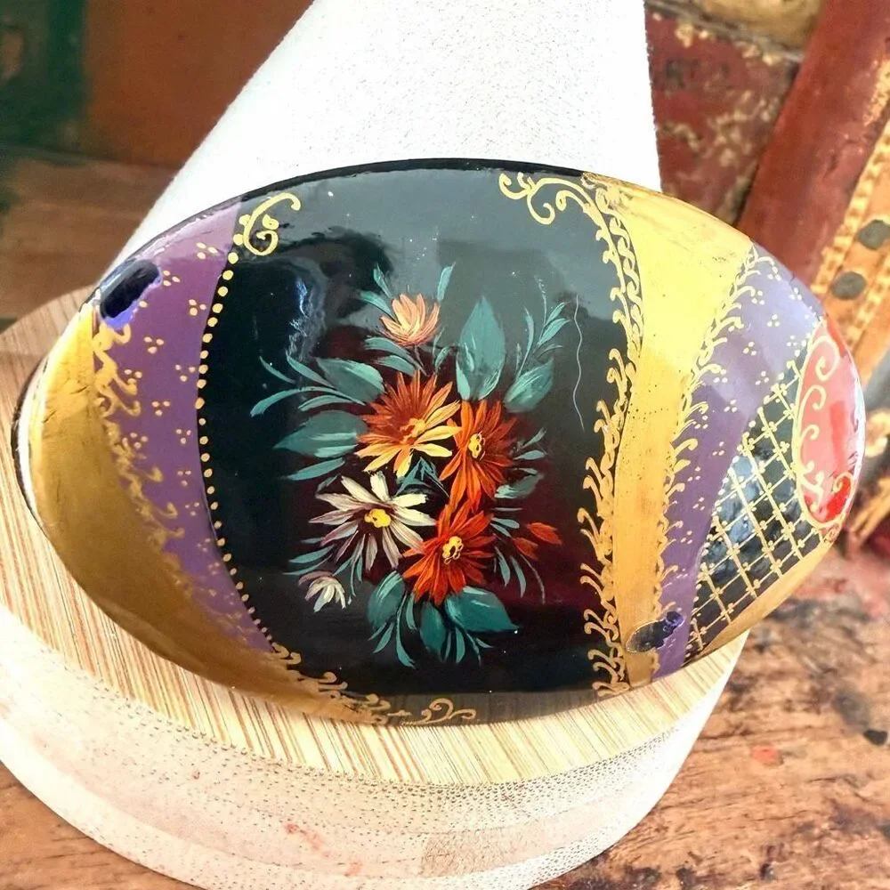 Hand Painted Russian Floral Brooch remains #artistbrooch each
