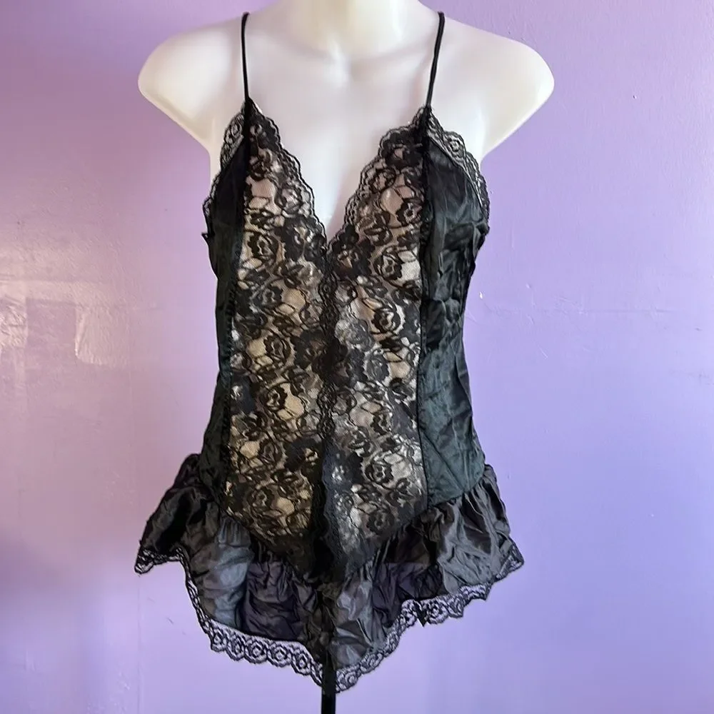 Women’s Black Lace Camisole Sleeveless Top Lingerie Tank Unbranded