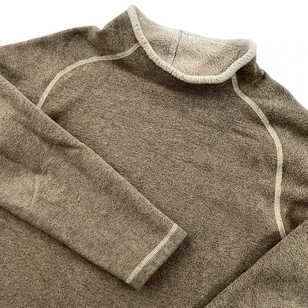 KUHL Alfpaca Fleece Pullover Mens Large Brown Mock Neck Sherpa Lined Gorpcore