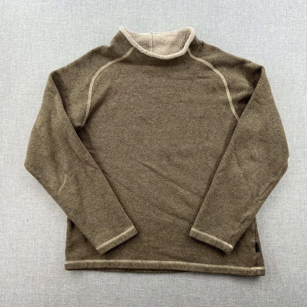 KUHL Alfpaca Fleece Pullover Mens Large Brown Mock Neck Sherpa Lined Gorpcore
