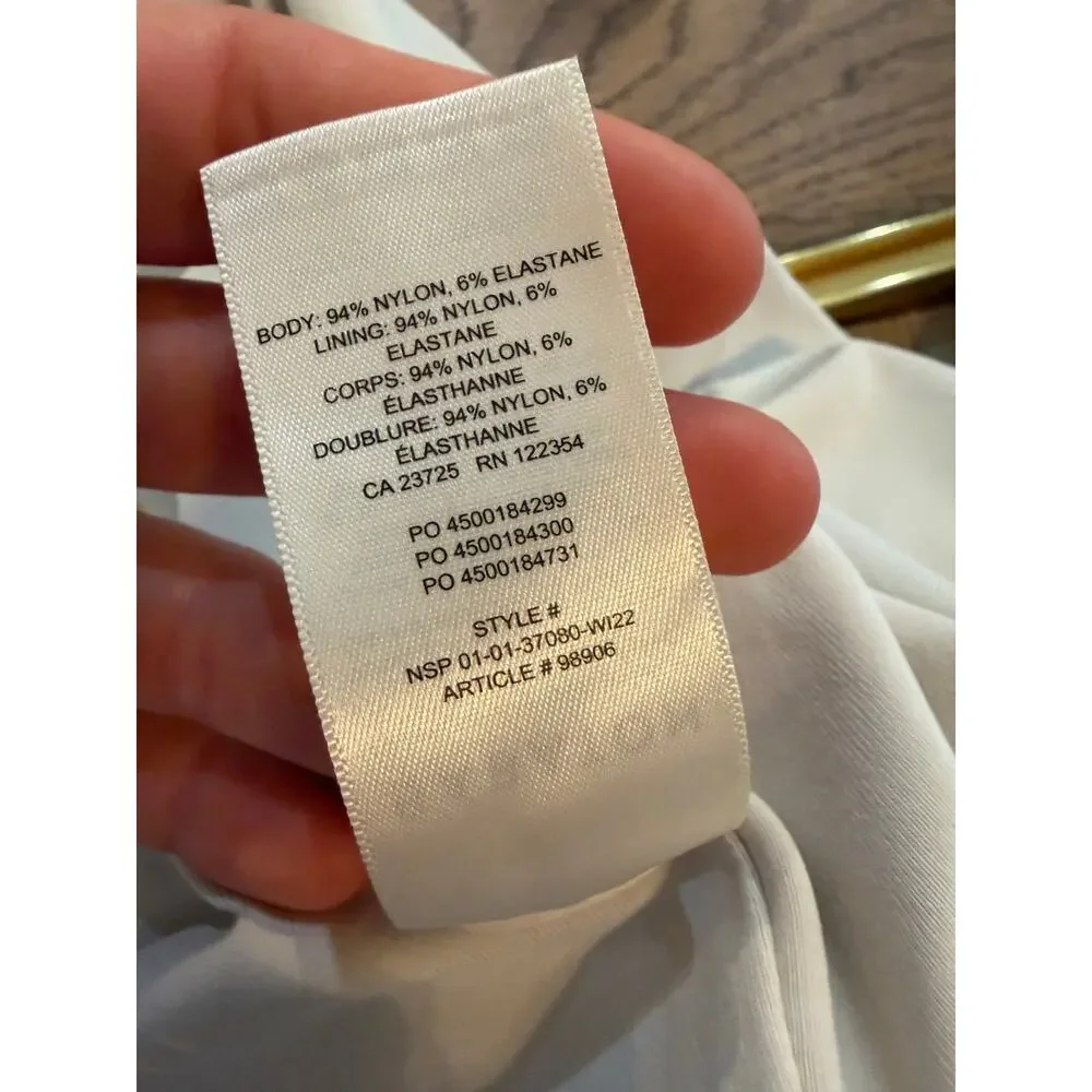 Aritzia Bodysuit Babaton NWT Contour Matte Pearl Short Sleeve Size XL