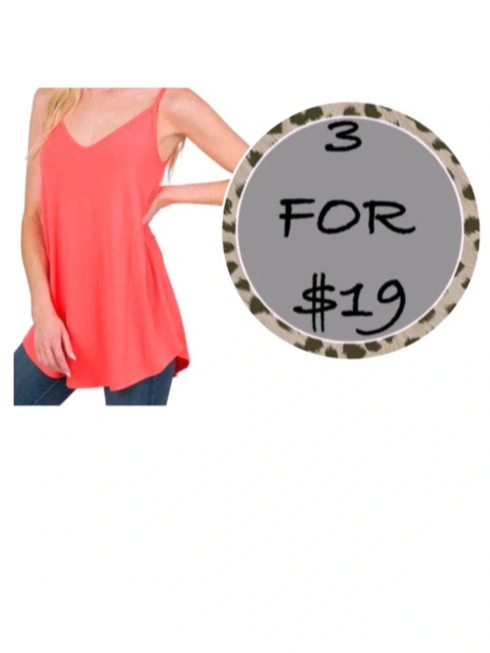 3/$19 Zenana outfitters neon coral swing tunic tank top