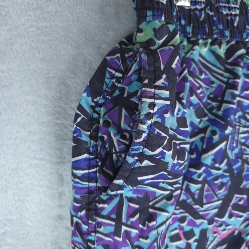 Maui and Sons Swim Trunks Mens Small Multicolor Retro Abstract Surf Board Shorts