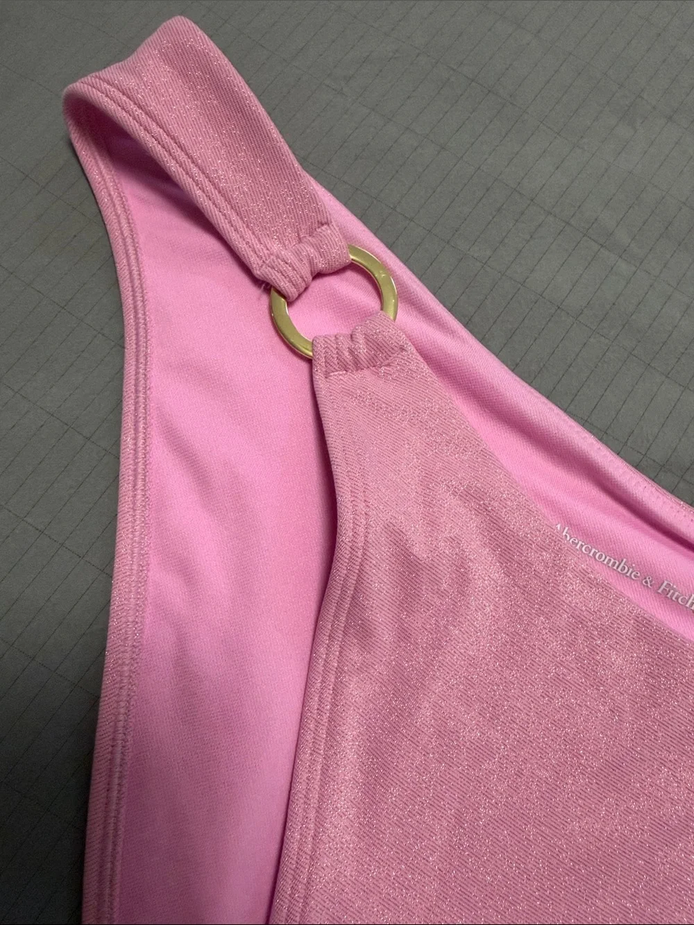 Abercrombie & Fitch Pink High-Cut Bikini Bottom with Gold Ring Detail XL NEW