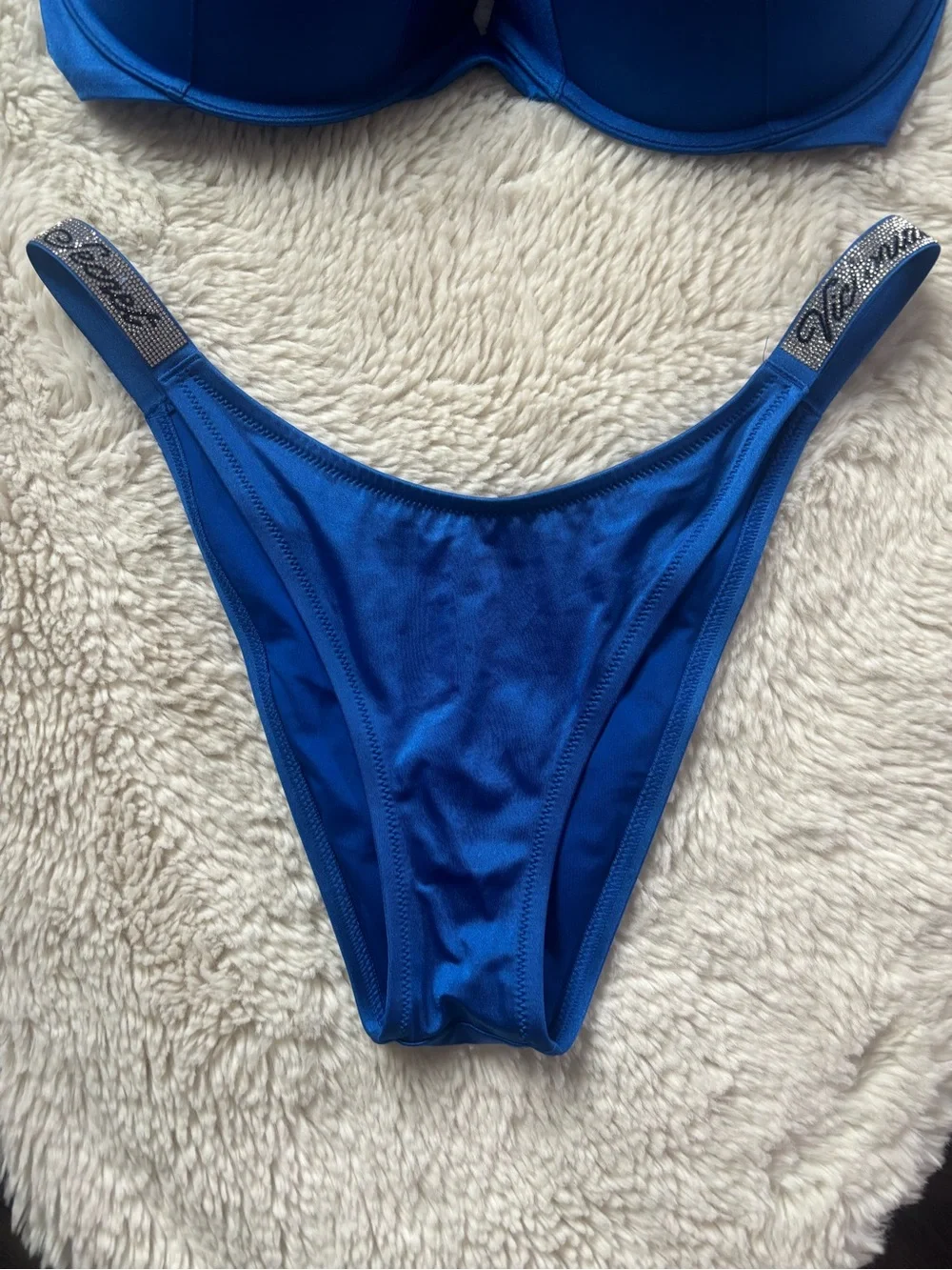 NWOT Victoria’s Secret Bombshell Rhinestone Push Up Bikini Set in Blue