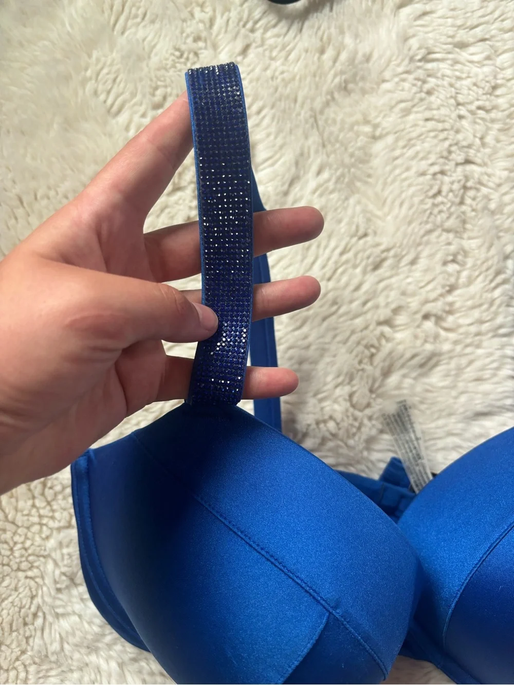 NWOT Victoria’s Secret Bombshell Rhinestone Push Up Bikini Set in Blue