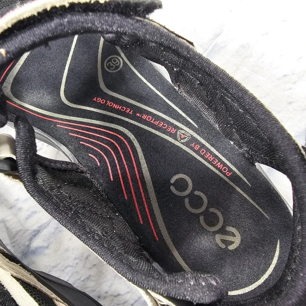 ECCO Offroad Yucatan Sport Sandals Womens 39 8 Beige Black Receptor Hiking Trail