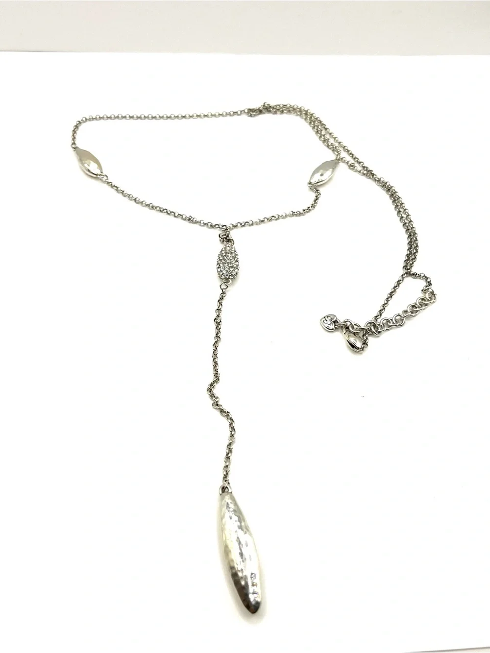 Brighton Bilbao Mist Y-Drop Necklace Lariat Silver with Crystals Necklace