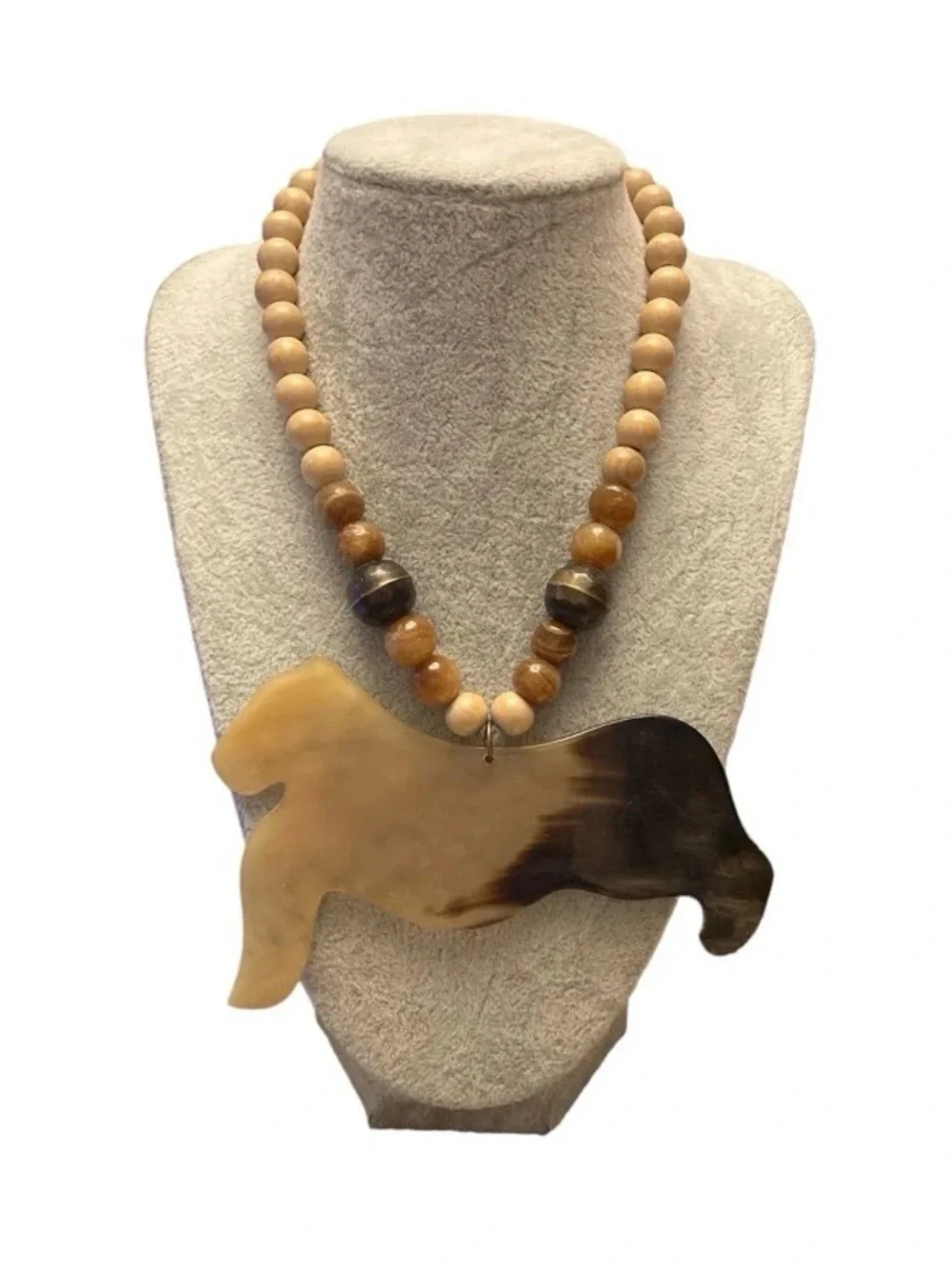 Vintage Ombre Panther Lion Bead Choker Statement Necklace Mogul Couture 70s