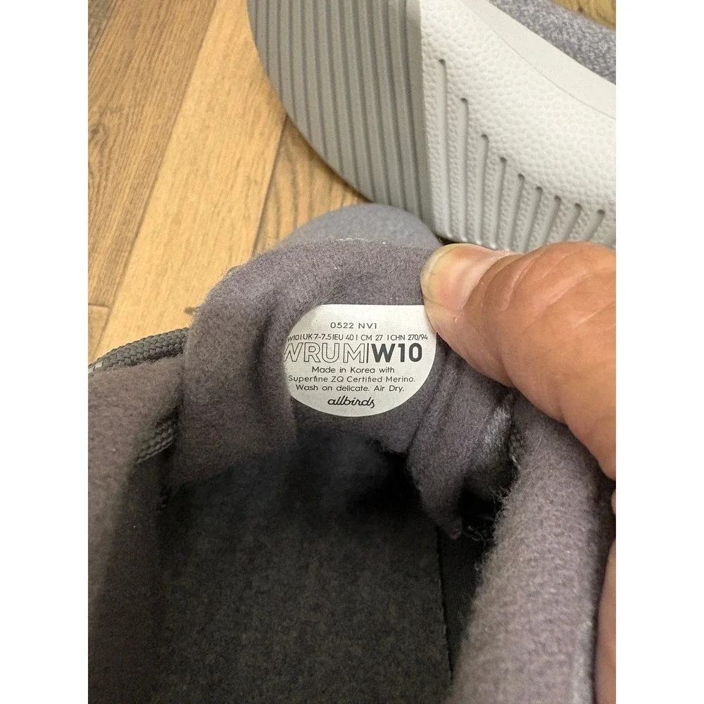 Allbirds Wool‎ Runner-up Mizzles Grey Mid Top Sneakers Womens 10 WRUMW10