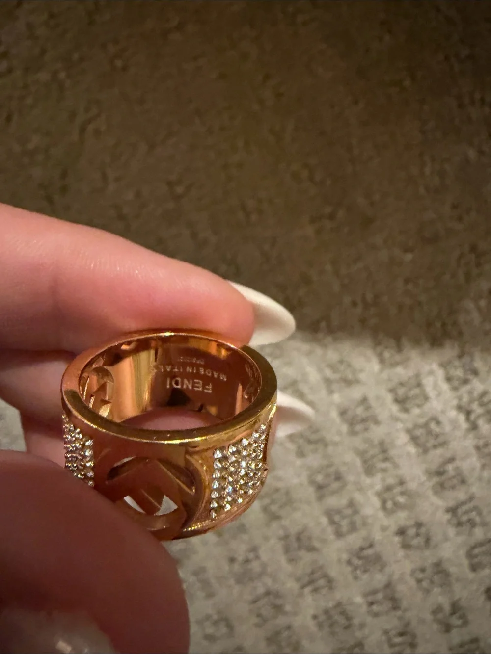 Fendi Ring with Pave Crystals