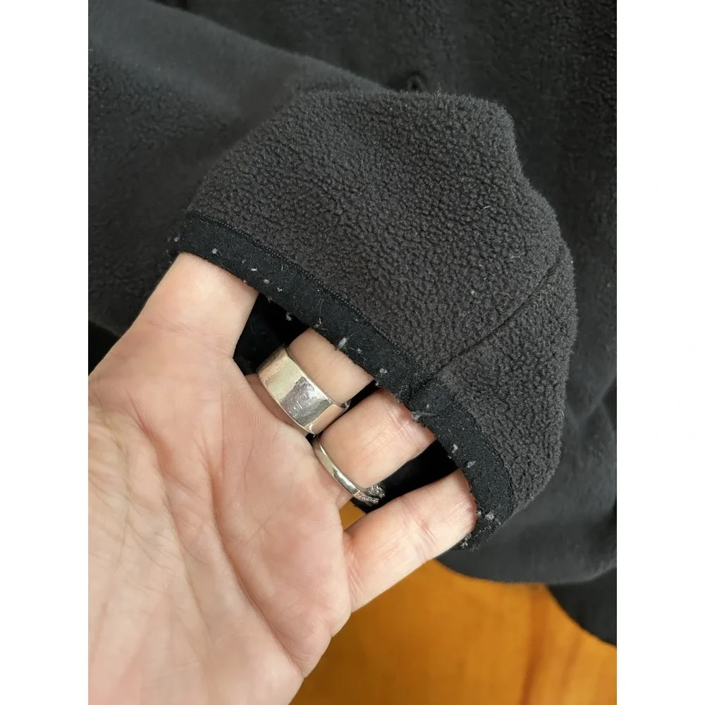 True Religion Black Fleece Zip Up Jacket Logo Mens Medium M Black White