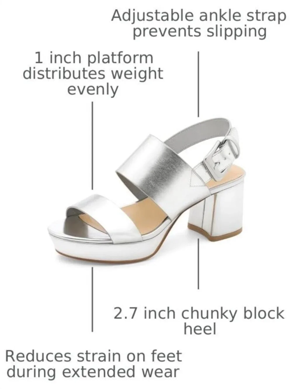Stylish Women's Platform Block Heel Sandals - Dressy Open Toe Ankle Strap Shoes