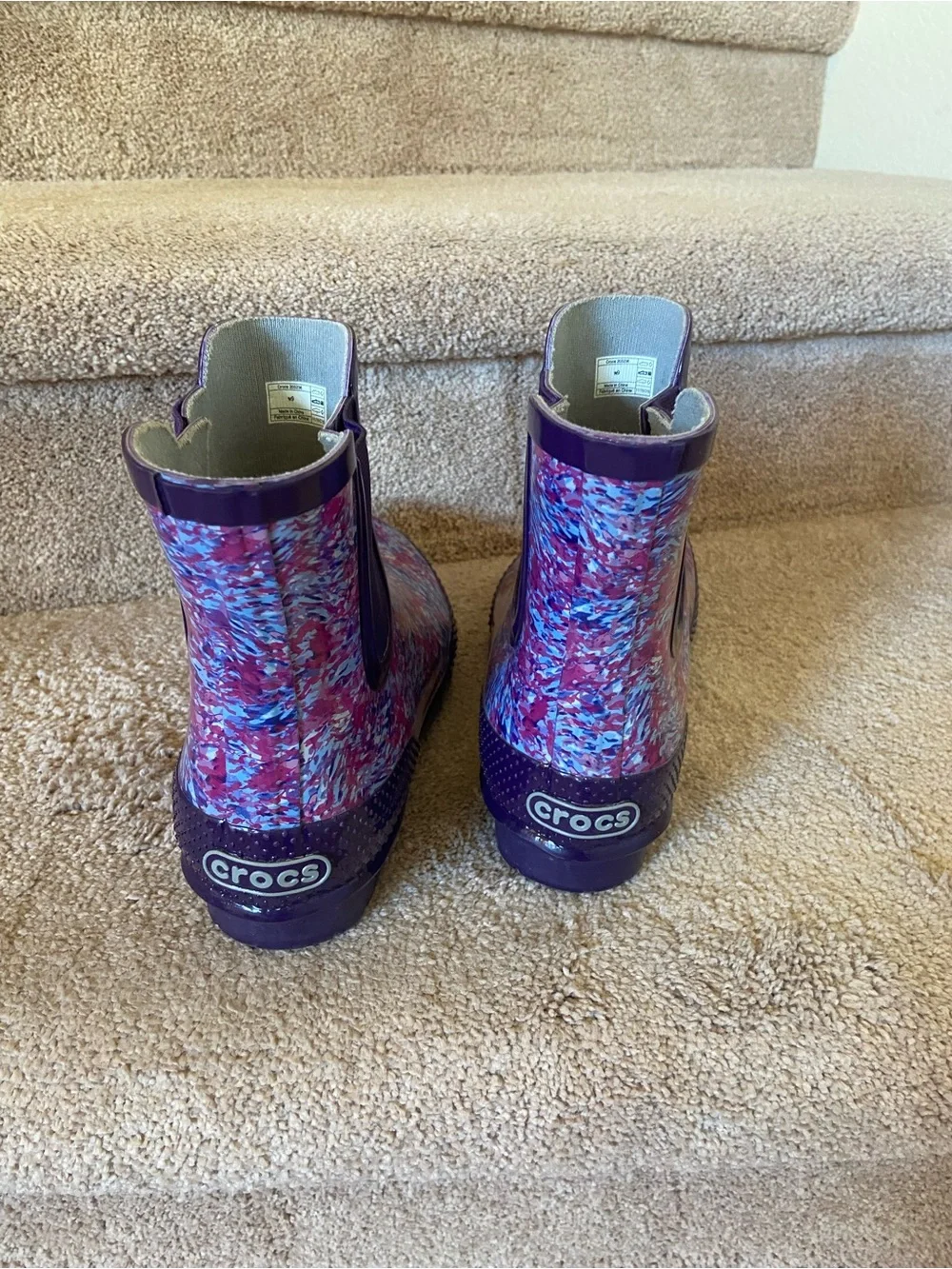 CROCS Purple Multi-Color Short Rain Boots