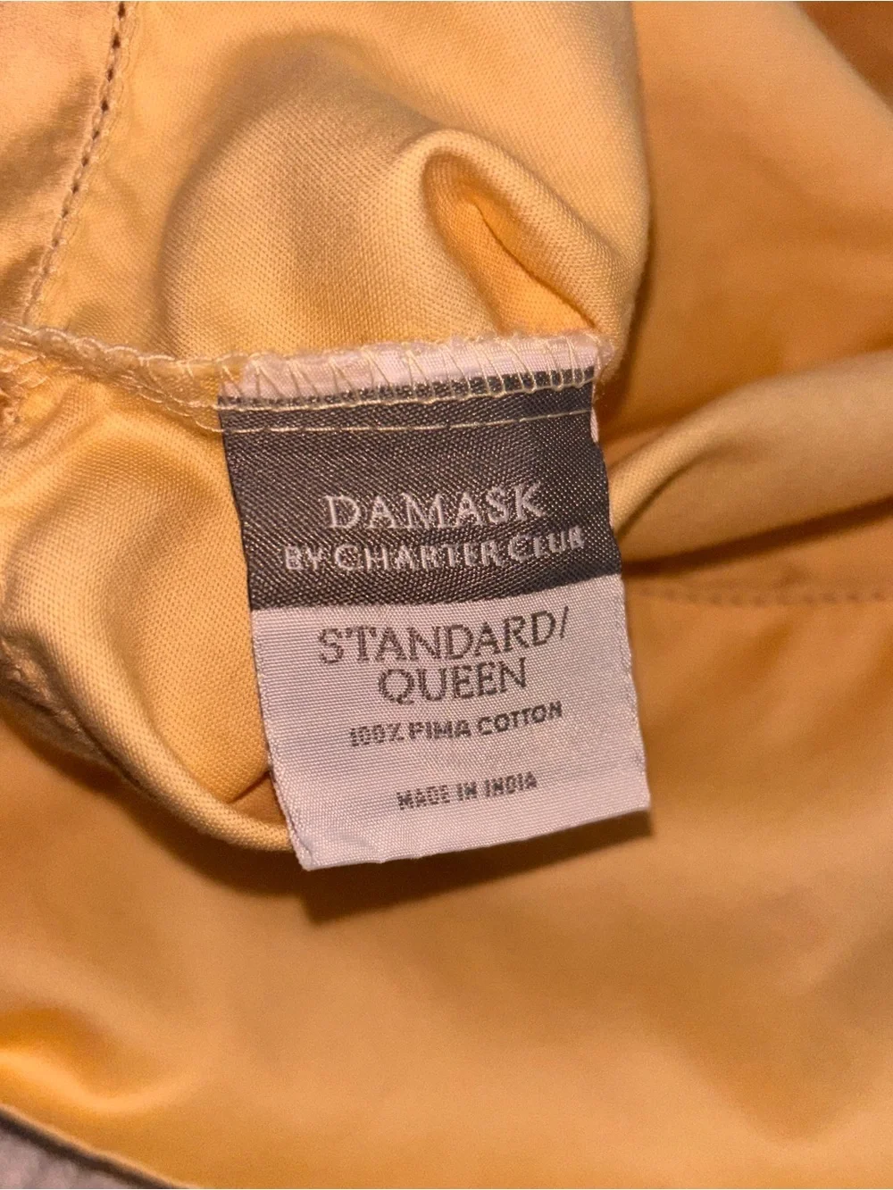 Damask by Charter Club yellow pillow case set 100% Pima cotton standard/queen