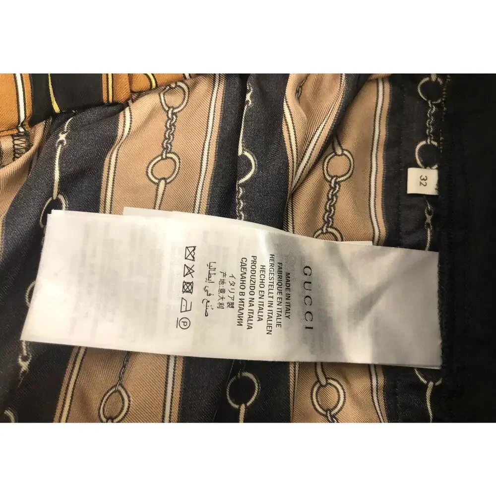 NWT Gucci Bi-Material Velvet/Silk Horsebit Logo Striped Joggers Size 32 $2800.00