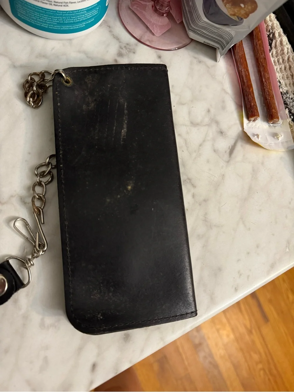 Vintage Harley -Davidson Leather Black Wallet with Chain