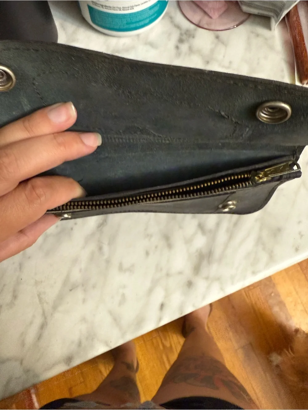 Vintage Harley -Davidson Leather Black Wallet with Chain