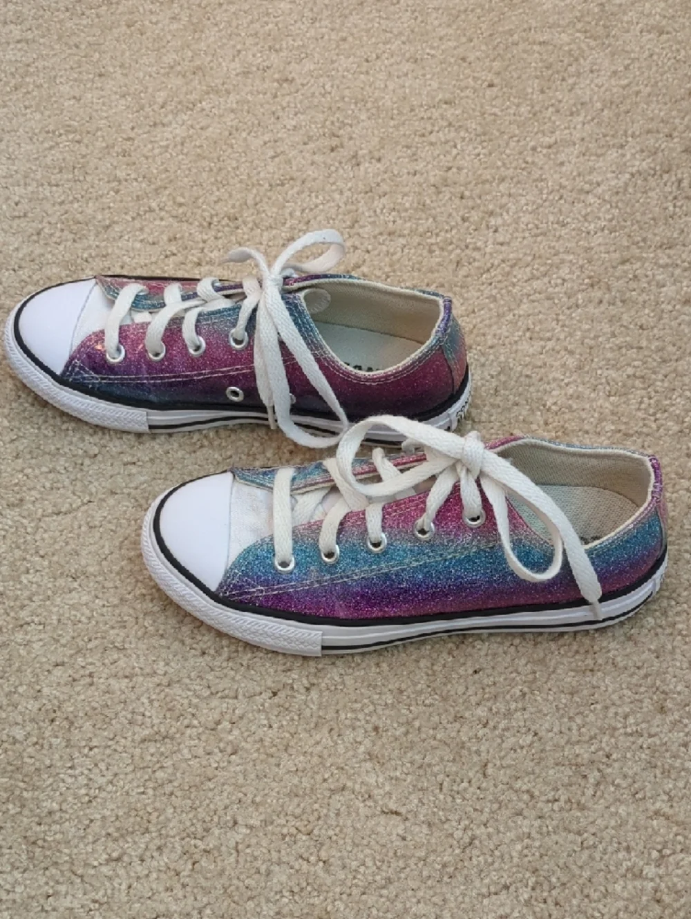 Converse Kids Glitter Ombre Low-Top Sneakers in Pink, Purple & Blue