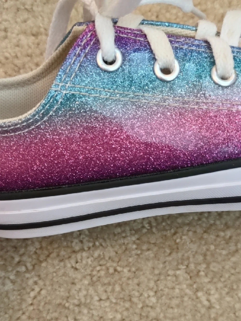 Converse Kids Glitter Ombre Low-Top Sneakers in Pink, Purple & Blue