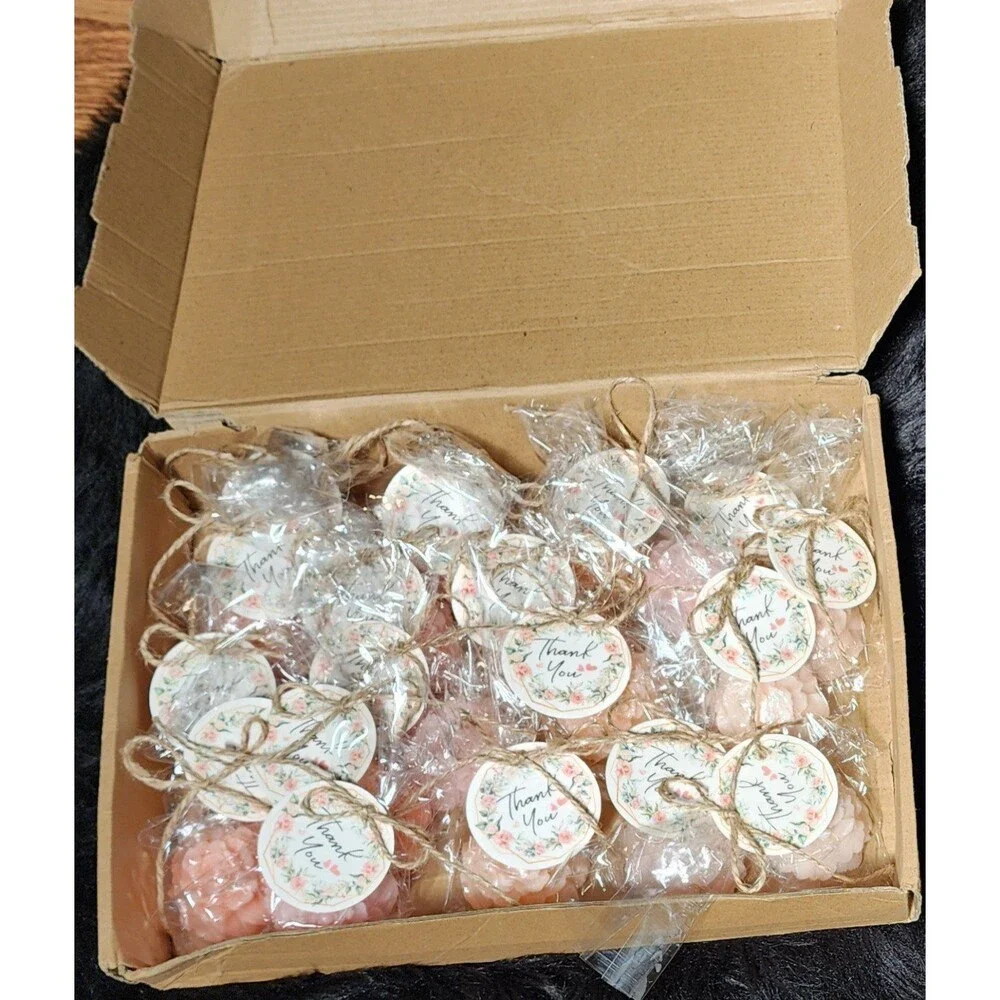 Pink and Peach Flower Thank You Soaps 18 pack