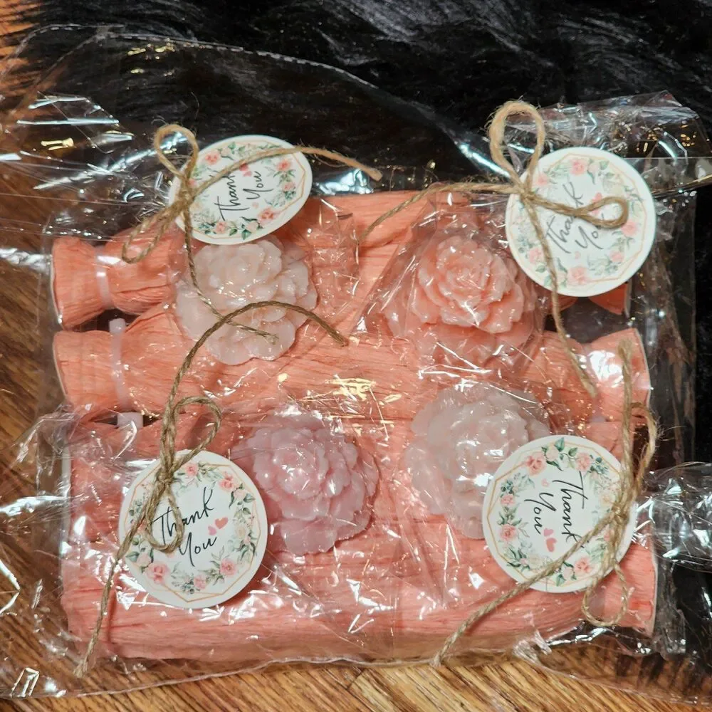 Pink and Peach Flower Thank You Soaps 18 pack