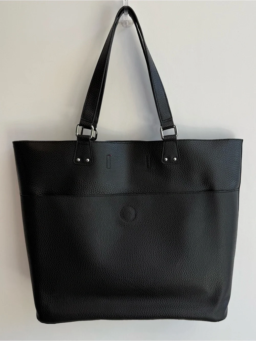 Black Faux Pebbled Leather Laptop Bag Tote Large Unbranded Snap Closure