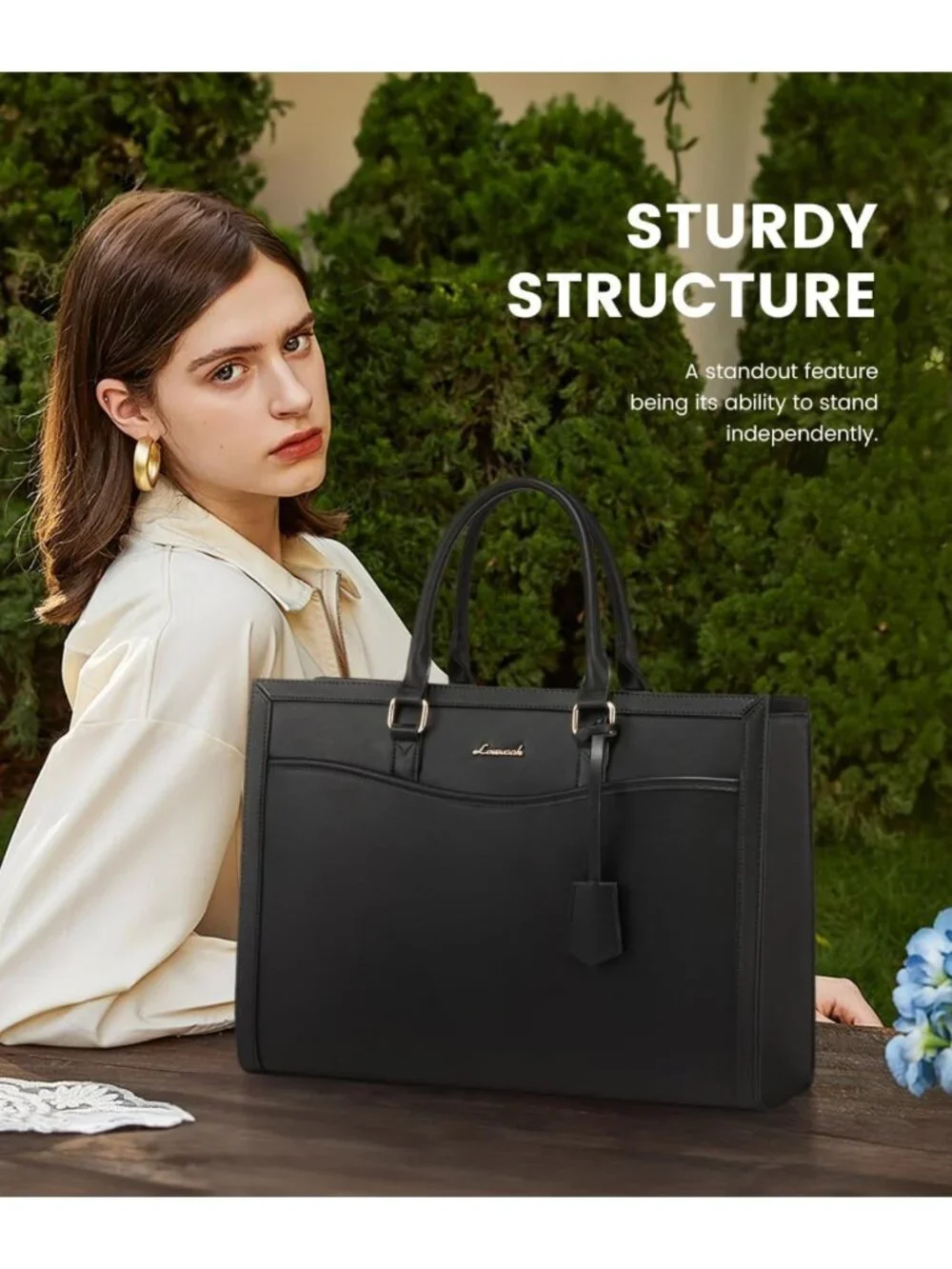 Stylish Large Laptop Tote Bag for Women, Work Computer Bag with Cup Holder