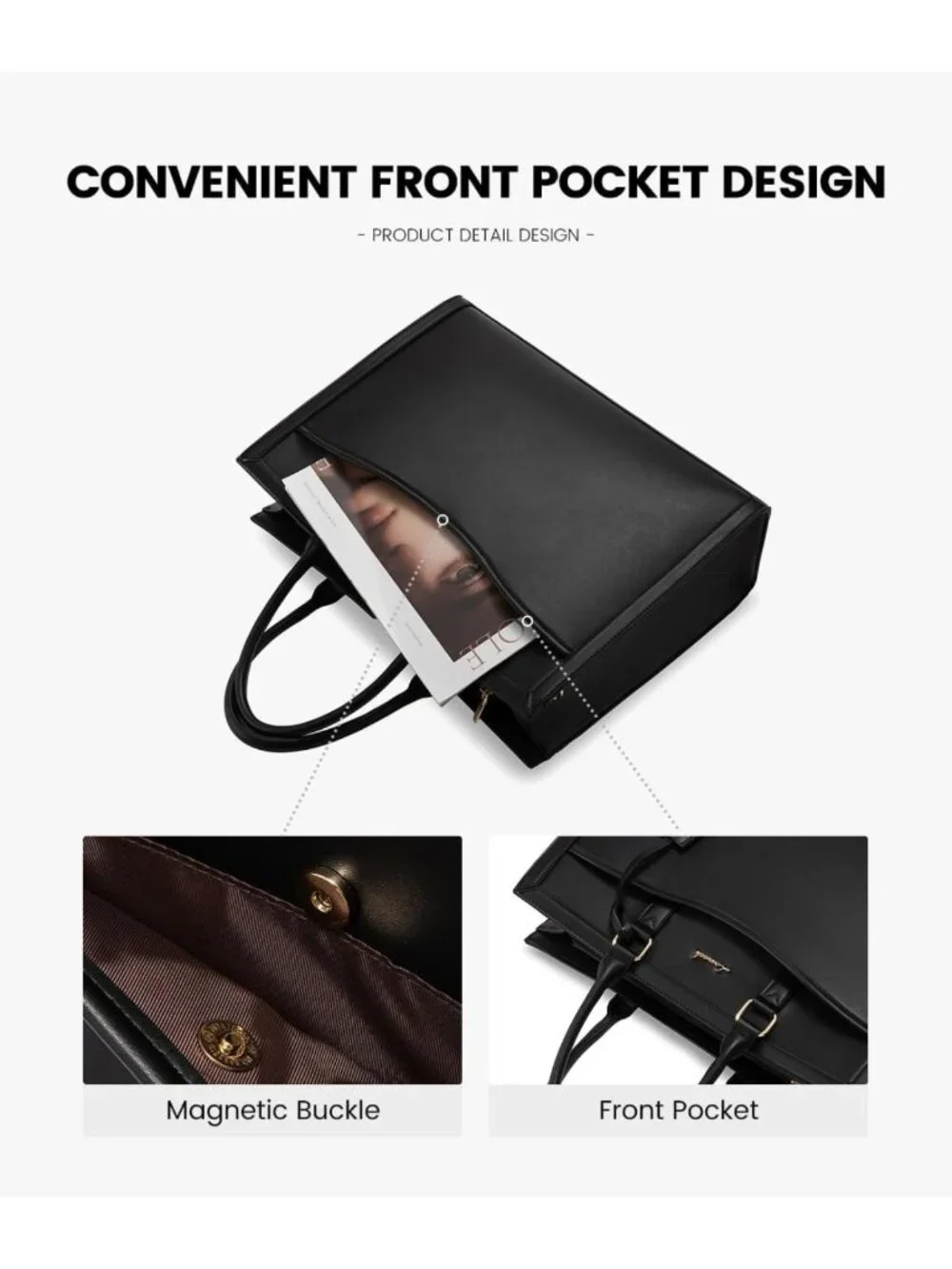Stylish Large Laptop Tote Bag for Women, Work Computer Bag with Cup Holder