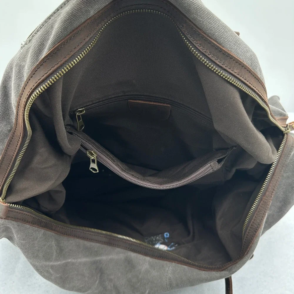 New York Knicks Chase Canvas Leather Duffel Bag Travel Weekender Gym Bag Gray