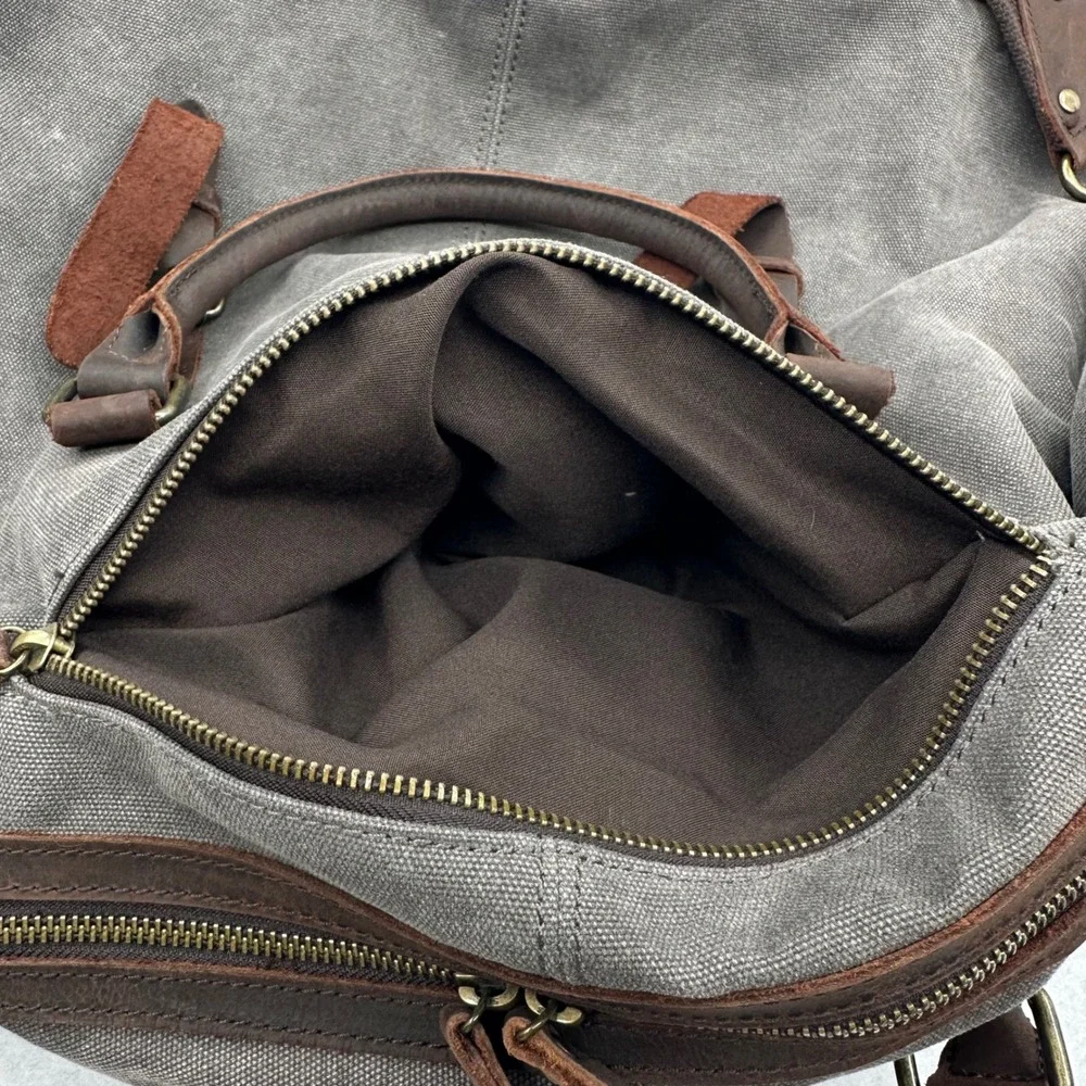 New York Knicks Chase Canvas Leather Duffel Bag Travel Weekender Gym Bag Gray