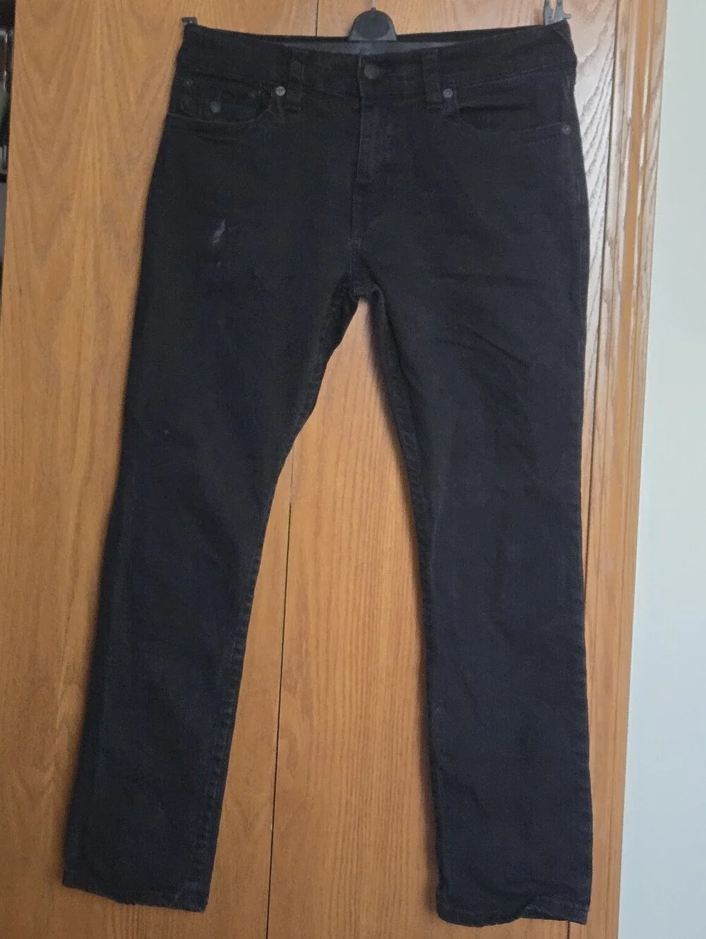 True Religion Ricky Jeans Mens 34 X 30 Black Relaxed Straight Flap Pocket Denim