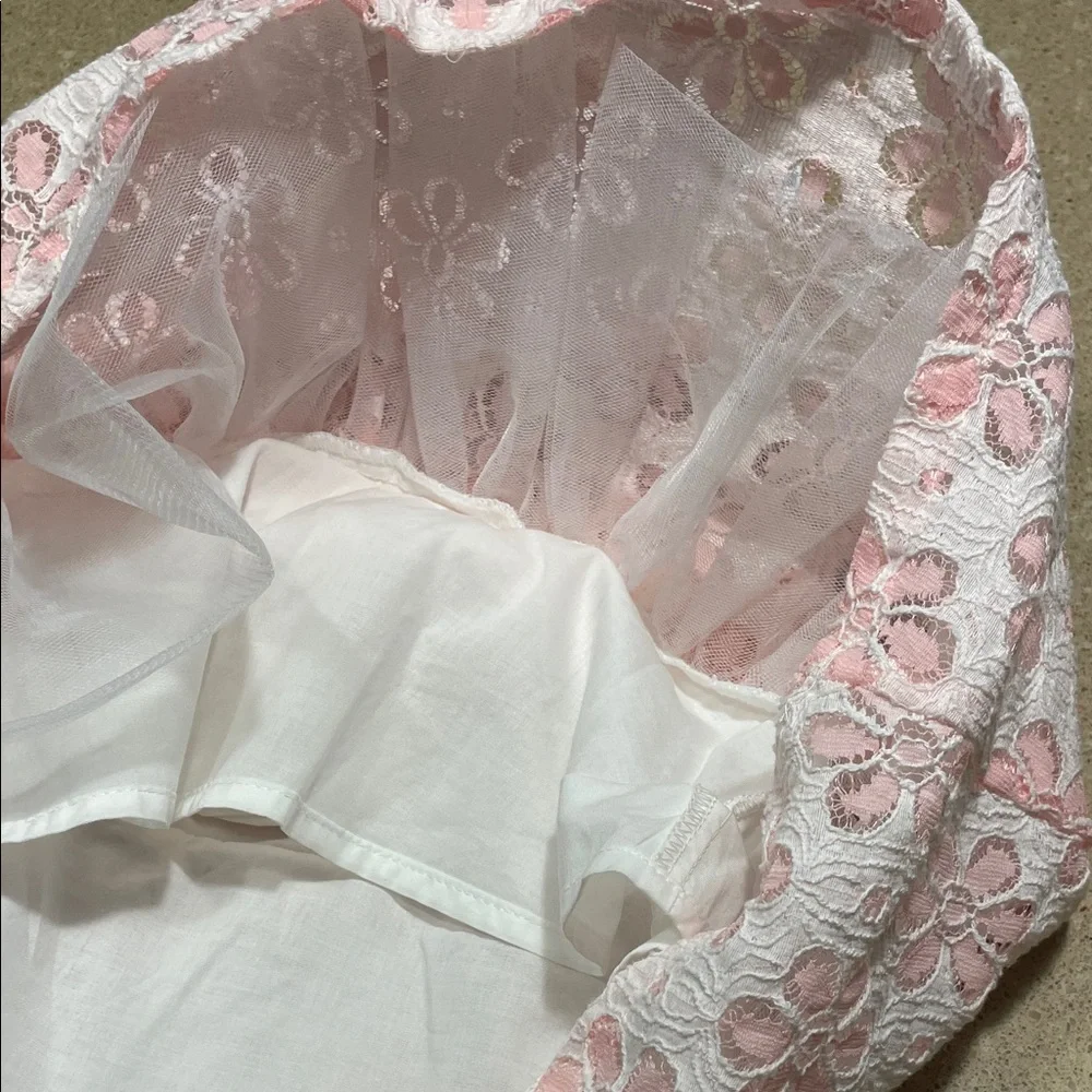 Gymboree Pink and White Floral Lace Dress