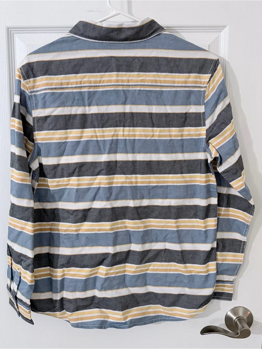 Gymboree Boy’s Long-Sleeve Striped Button-Up Shirt - Blue/Gray/Yellow