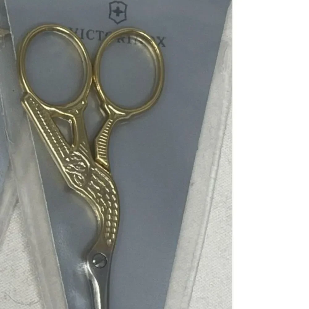 Vintage Victorinox Golden Crane Stork Bird Scissors Gold Sewing Embroidery 3-1/2