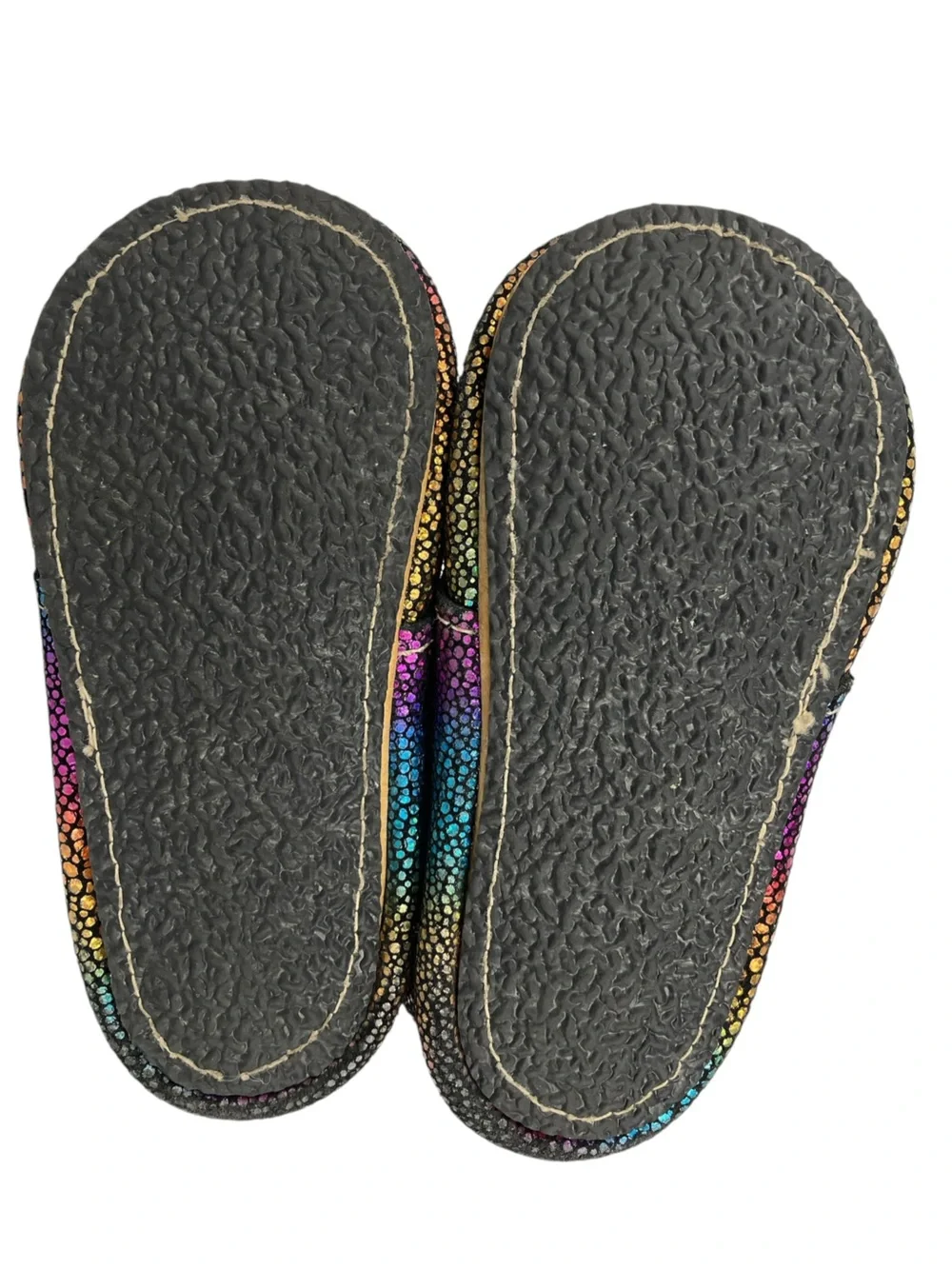Duchess & Fox Handmade Moccasins Toddler 7 Sparkly Rainbow Flexible Sole Laced