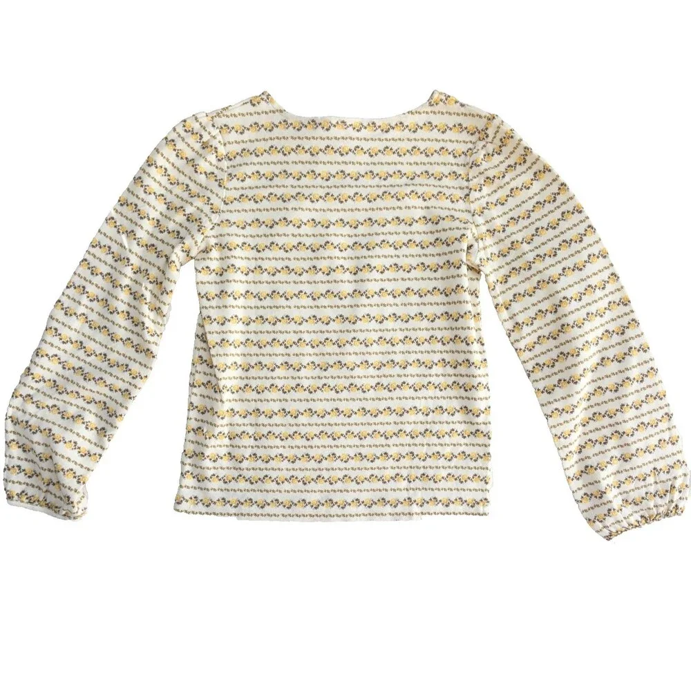 Vintage Gymboree Long Sleeved Floral Top Size 9 Yellow Floral All Over Print NWT