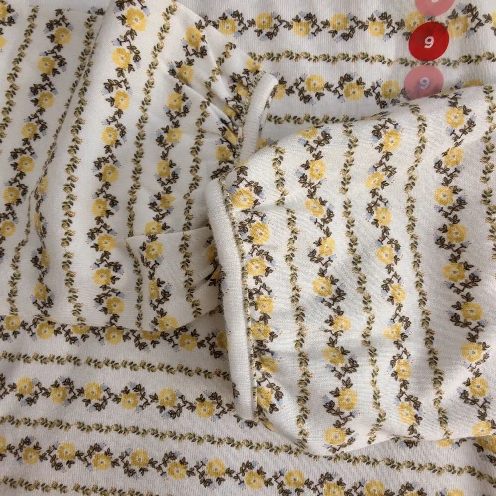 Vintage Gymboree Long Sleeved Floral Top Size 9 Yellow Floral All Over Print NWT