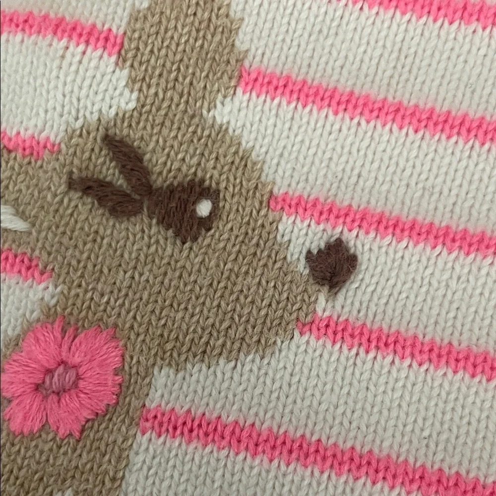 Gymboree Pink and White Striped Dress with Deer Design