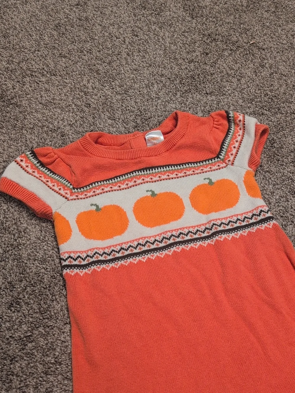 Gymboree 5 Girls Orange Pumpkin Sweater Dress