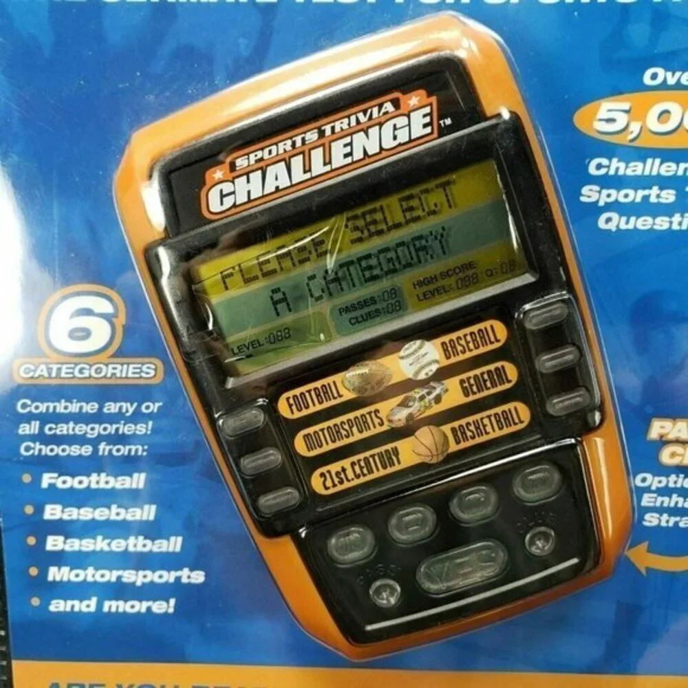 Sports Trivia Challenge Game Handheld Baseball Football Basketball Lrg Print New