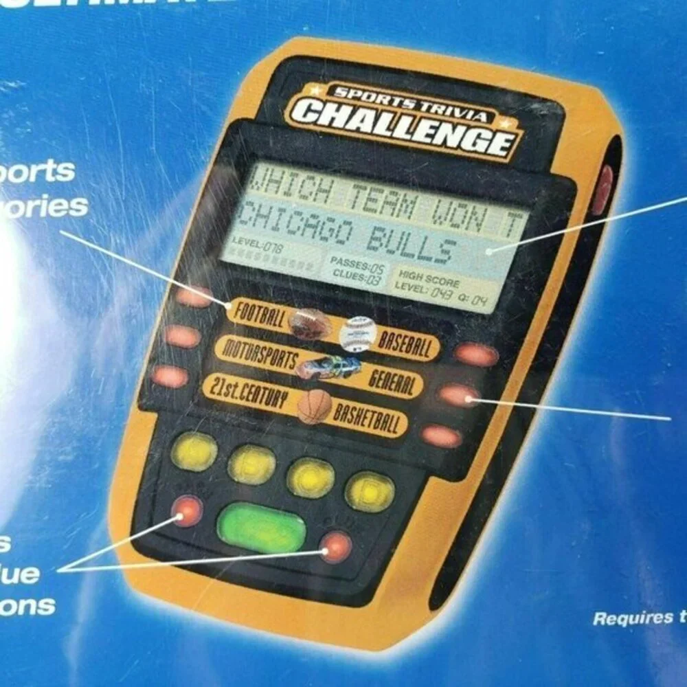 Sports Trivia Challenge Game Handheld Baseball Football Basketball Lrg Print New