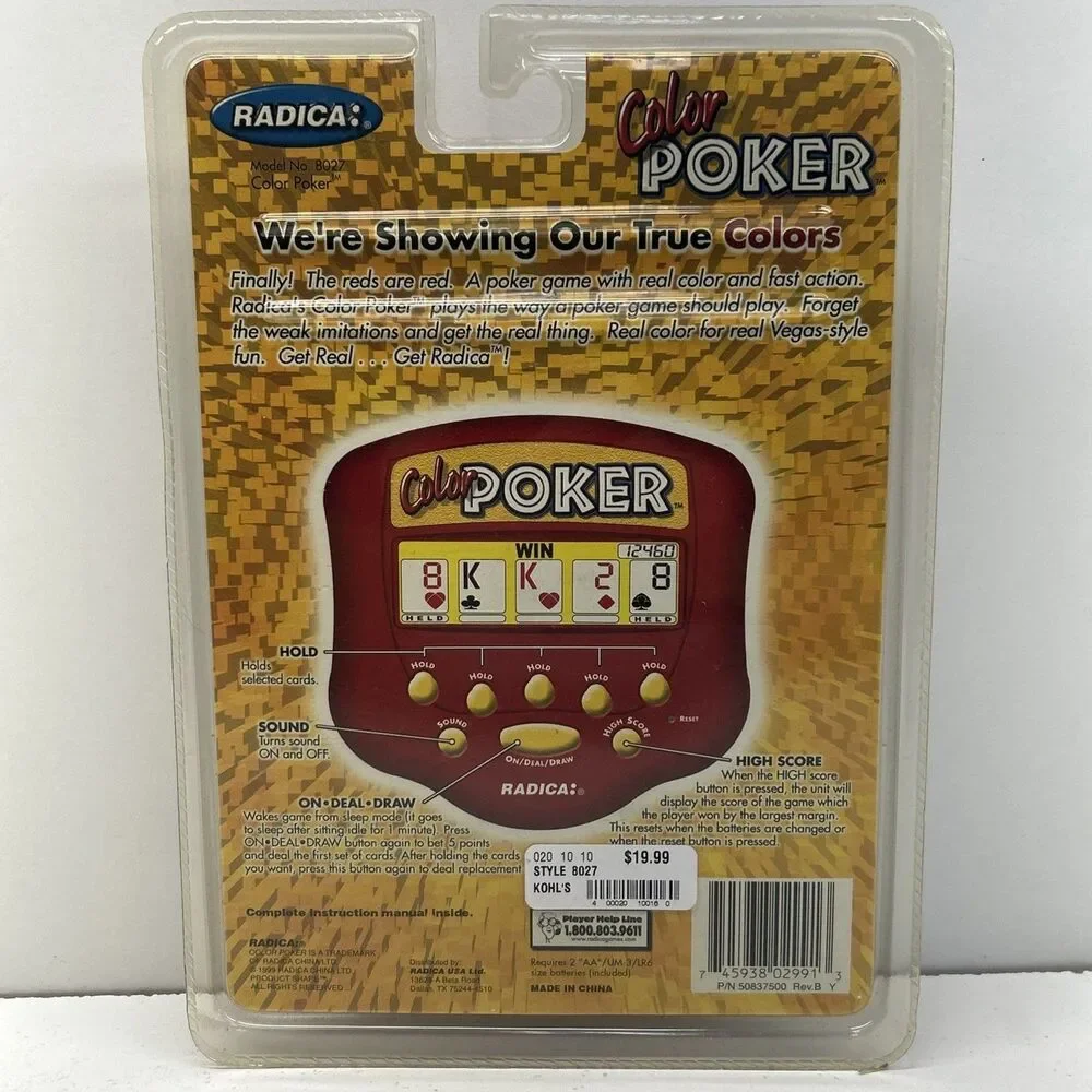Radica Color Poker‎ Sealed Handheld Electronic Vegas Card Travel Game