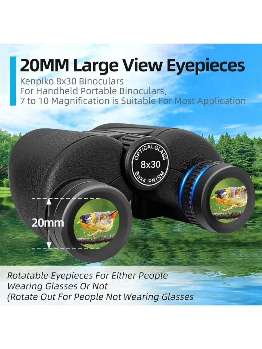 High Power 8x30 Compact Binoculars for Adults - Lightweight, Clear Vision