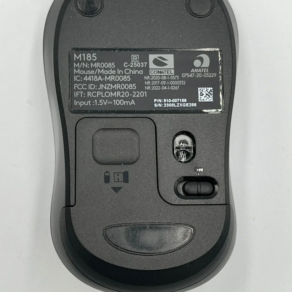Logitech M185 Wireless Mouse Unisex OS Black Very Good USB Receiver Compact