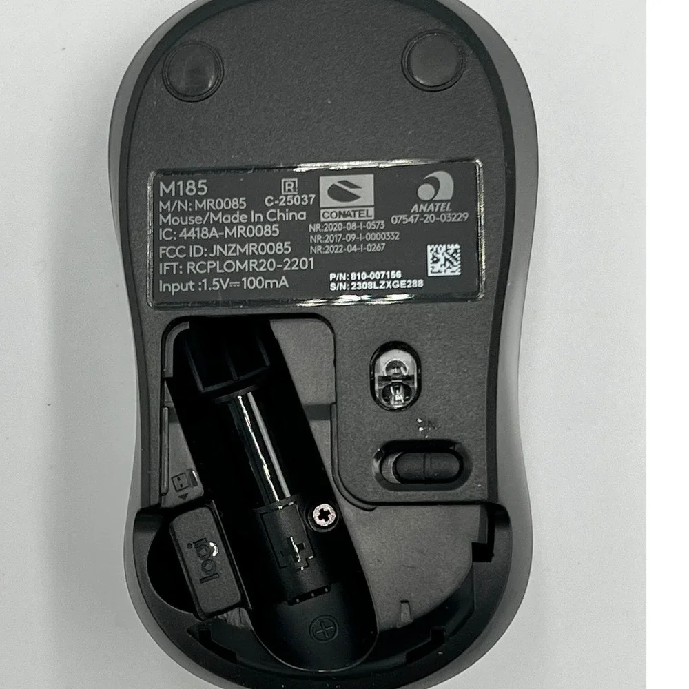 Logitech M185 Wireless Mouse Unisex OS Black Very Good USB Receiver Compact