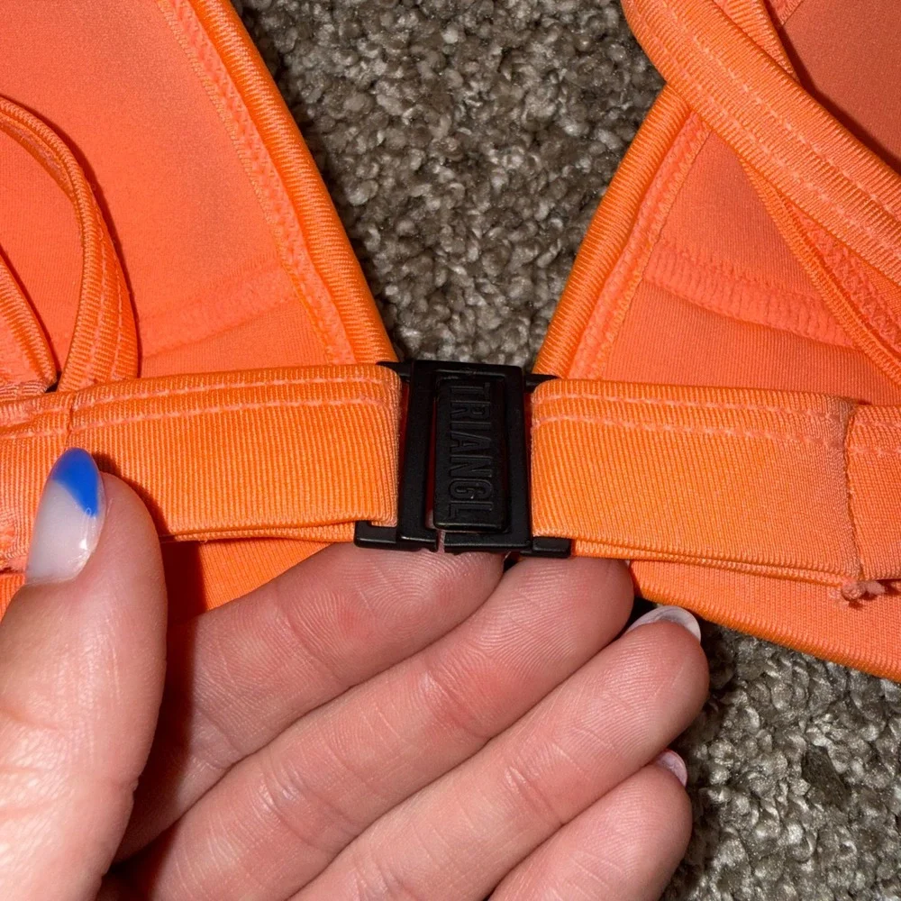 Triangl Bikini Set Womens L Top‎ S Bottom Orange Floral Neoprene Good Trim