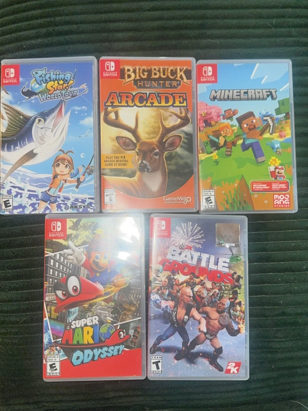Nintendo Switch Red & Multicolor Game Lot - Super Mario Odyssey, Minecraft, More