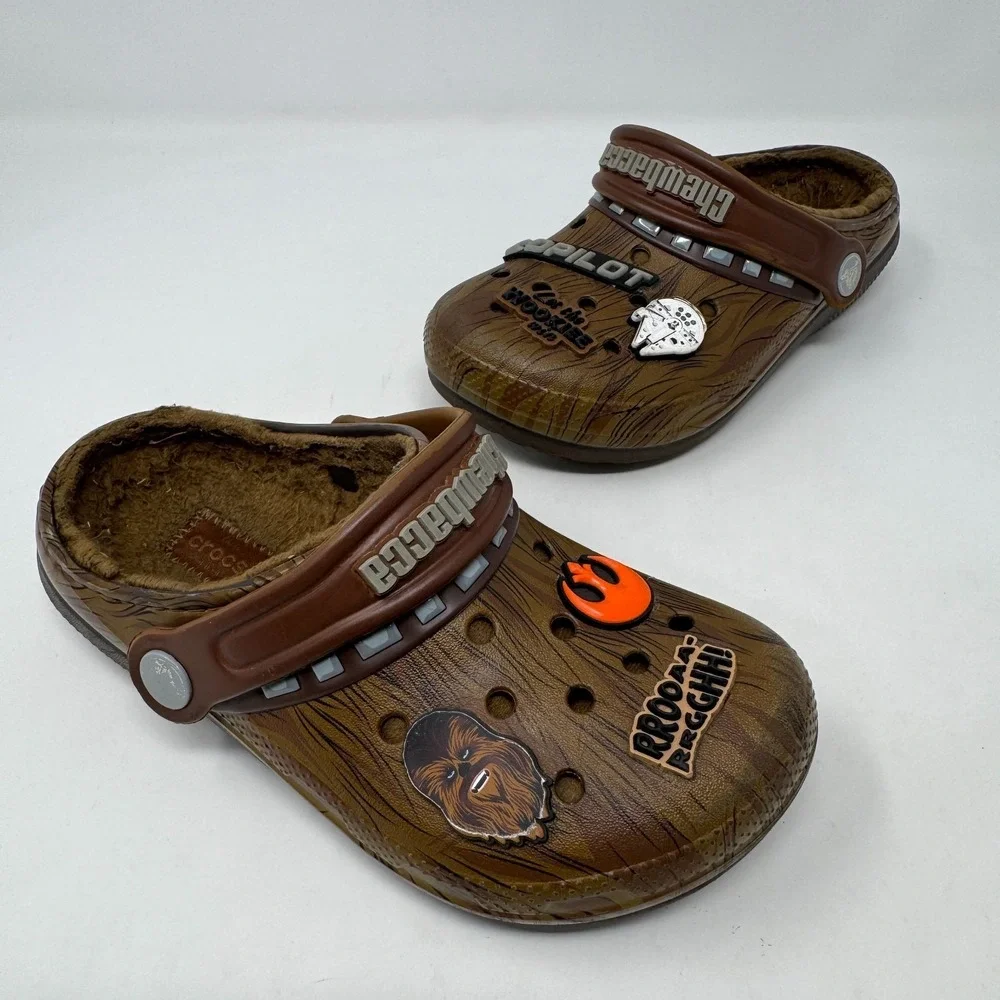 Crocs Star Wars Chewbacca‎ Classic Lined Clog Chewy Brown Kids Size J 1