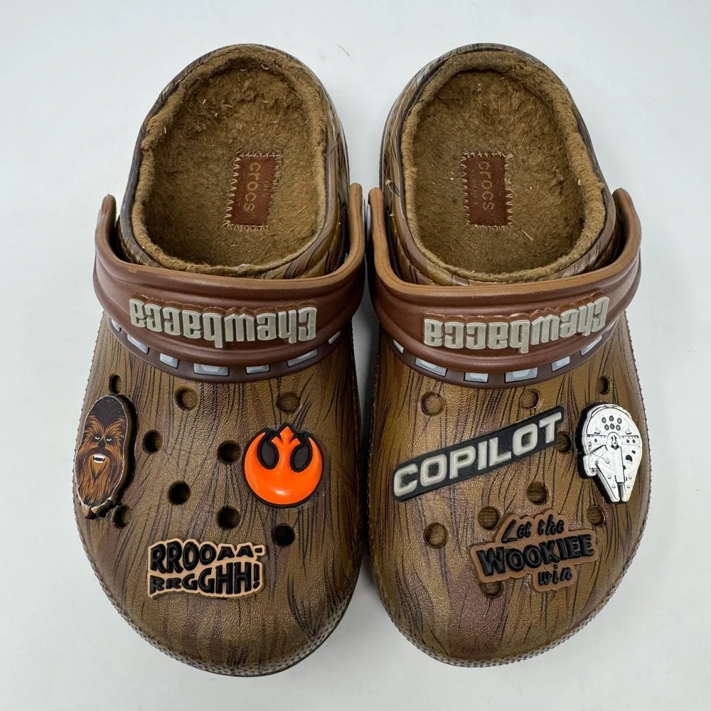 Crocs Star Wars Chewbacca‎ Classic Lined Clog Chewy Brown Kids Size J 1